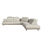 Light grey leather right corner sofa