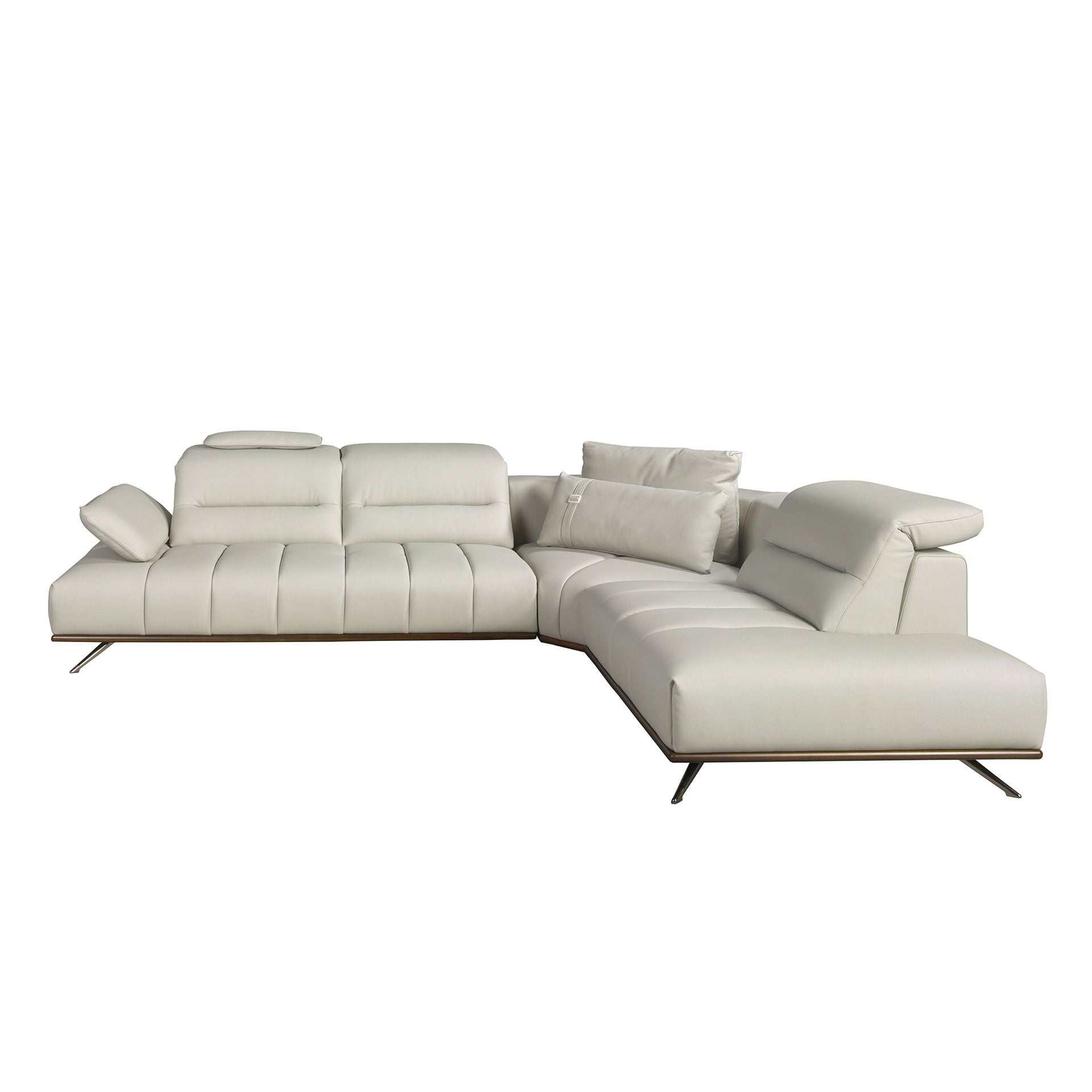 Light grey leather right corner sofa