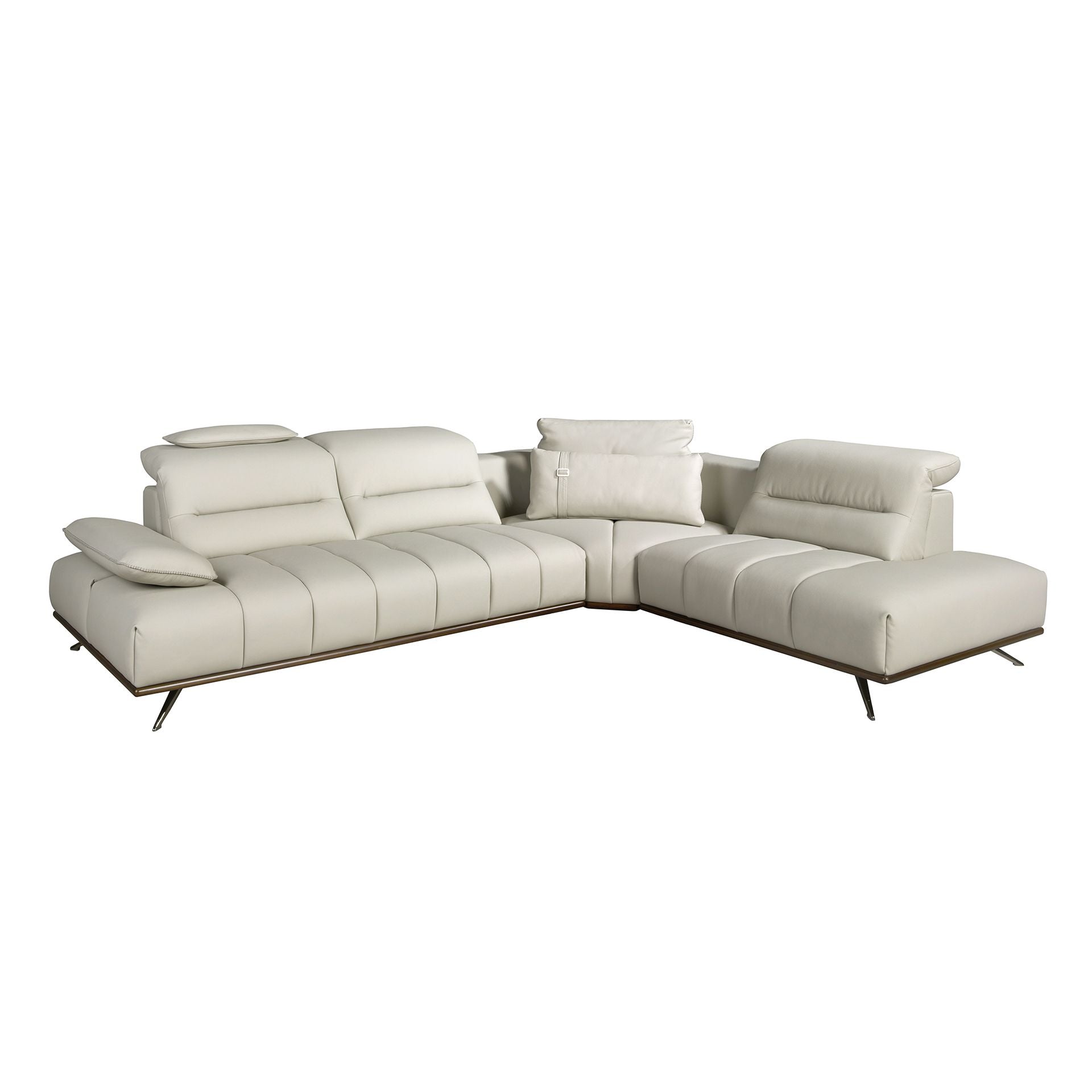 Light grey leather right corner sofa