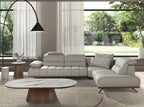 Light grey leather right corner sofa