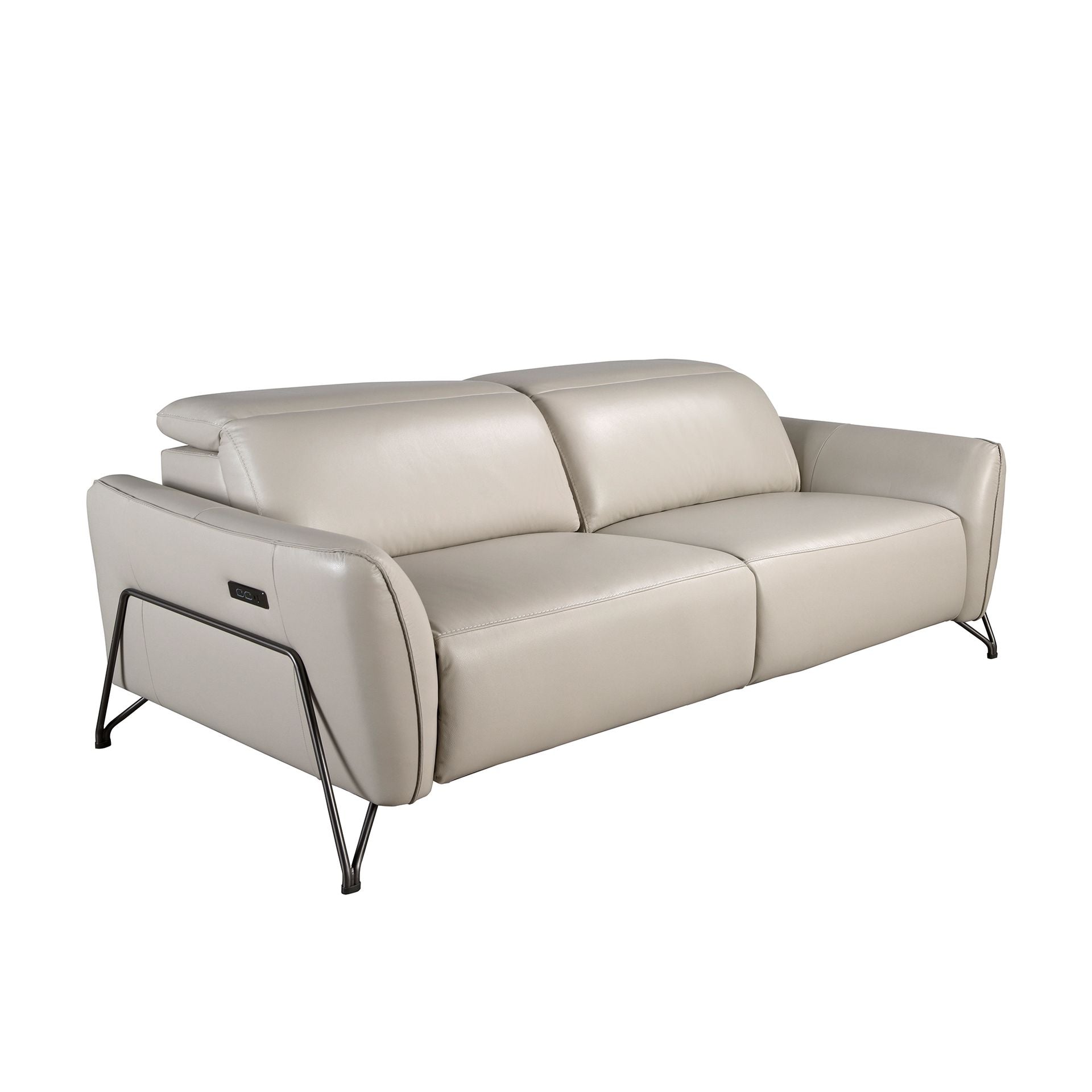 3-seater leather recliner sofa in sand