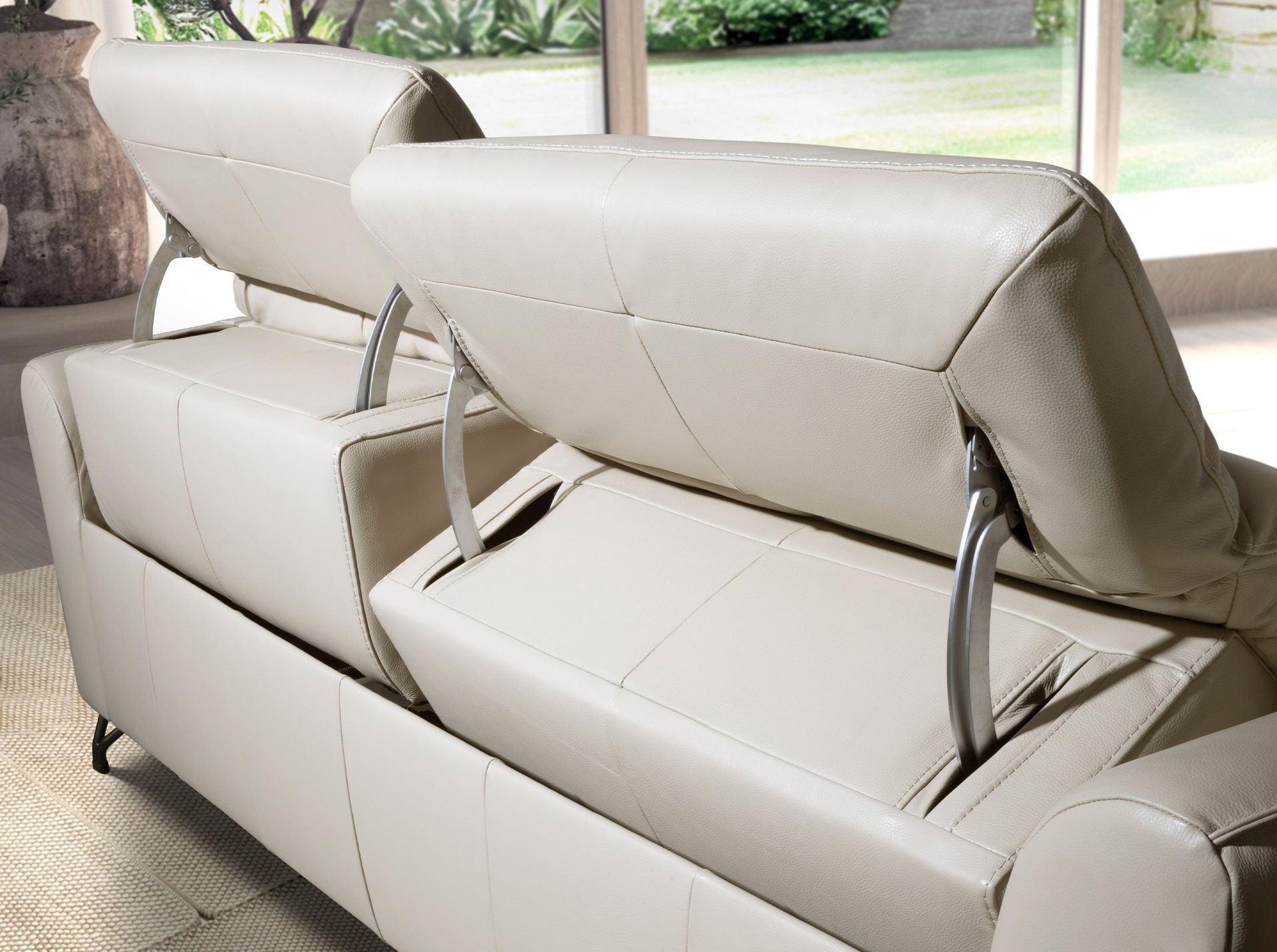 3-seater leather recliner sofa in sand