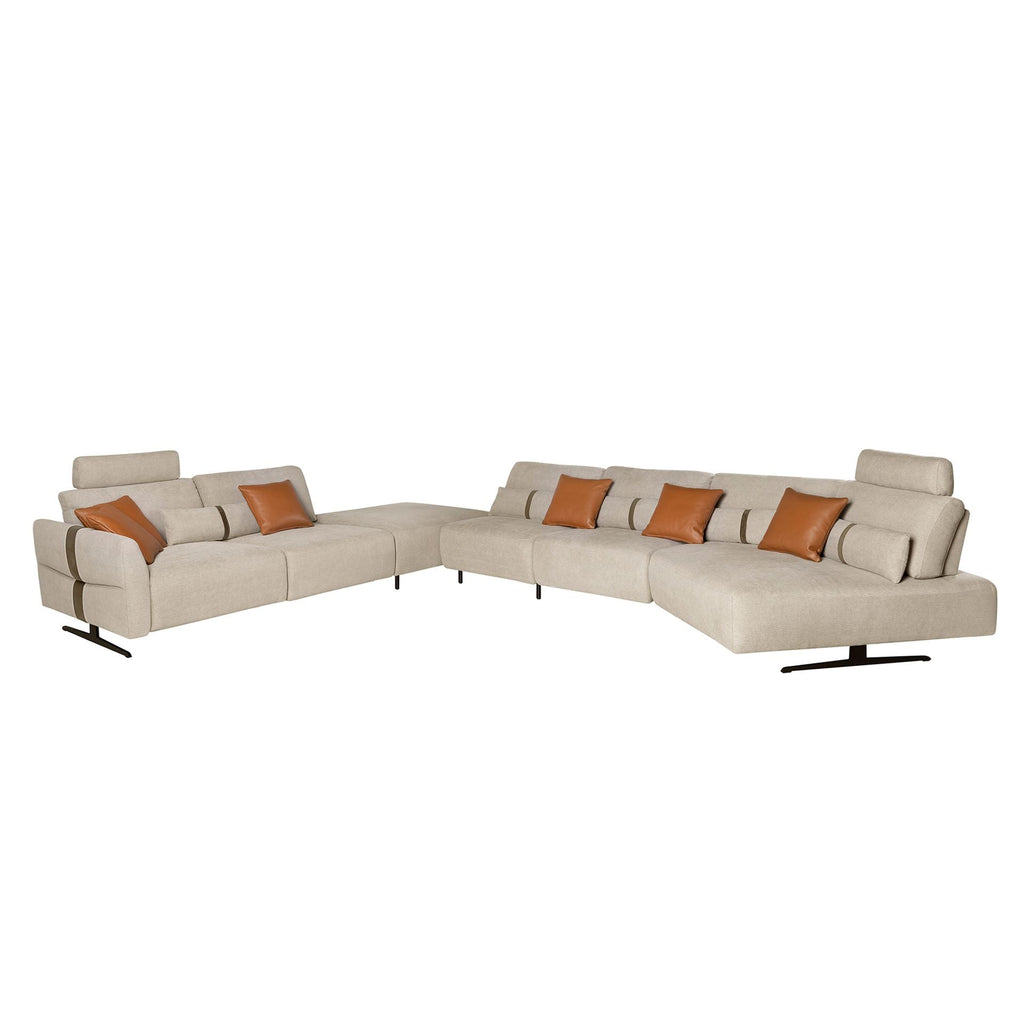 Chaise longue relax modulare destra in tessuto color sabbia