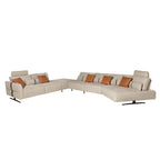 Chaise longue relax modulare destra in tessuto color sabbia
