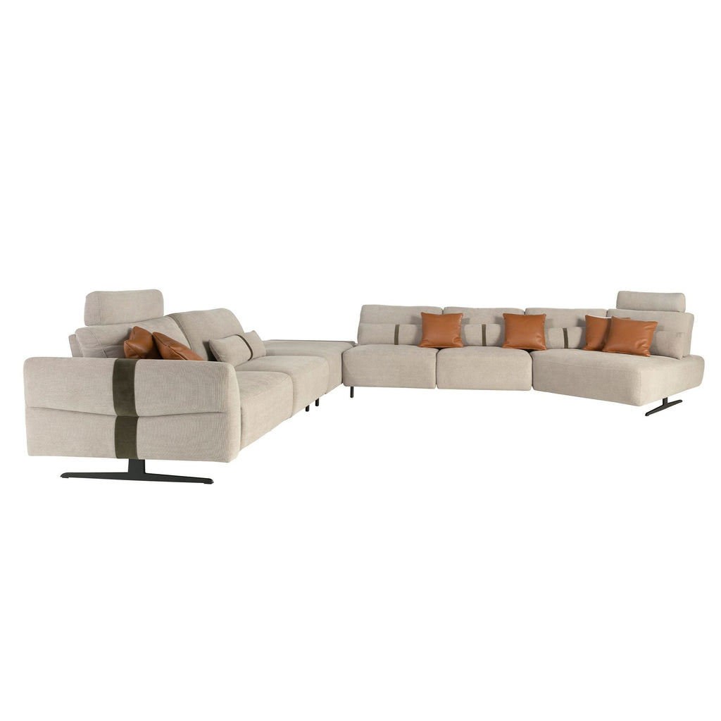 Chaise longue relax modulare destra in tessuto color sabbia