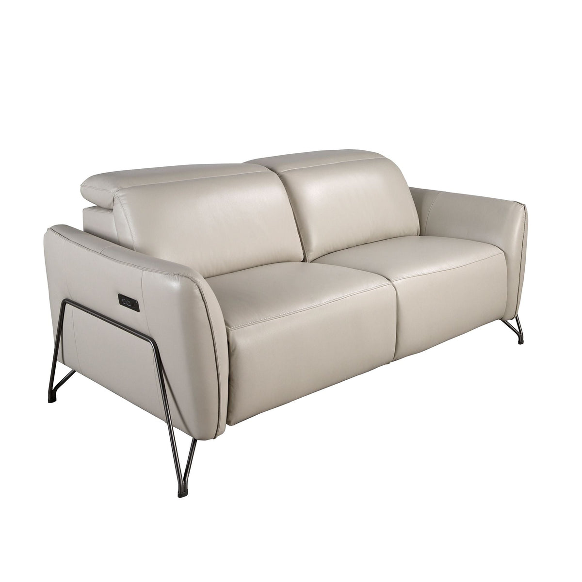 Two-seater leather relax sofa in sand colour