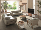 Two-seater leather relax sofa in sand colour