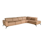 Modular right-hand brown leather reclining chaise longue sofa