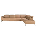 Modular right-hand brown leather reclining chaise longue sofa