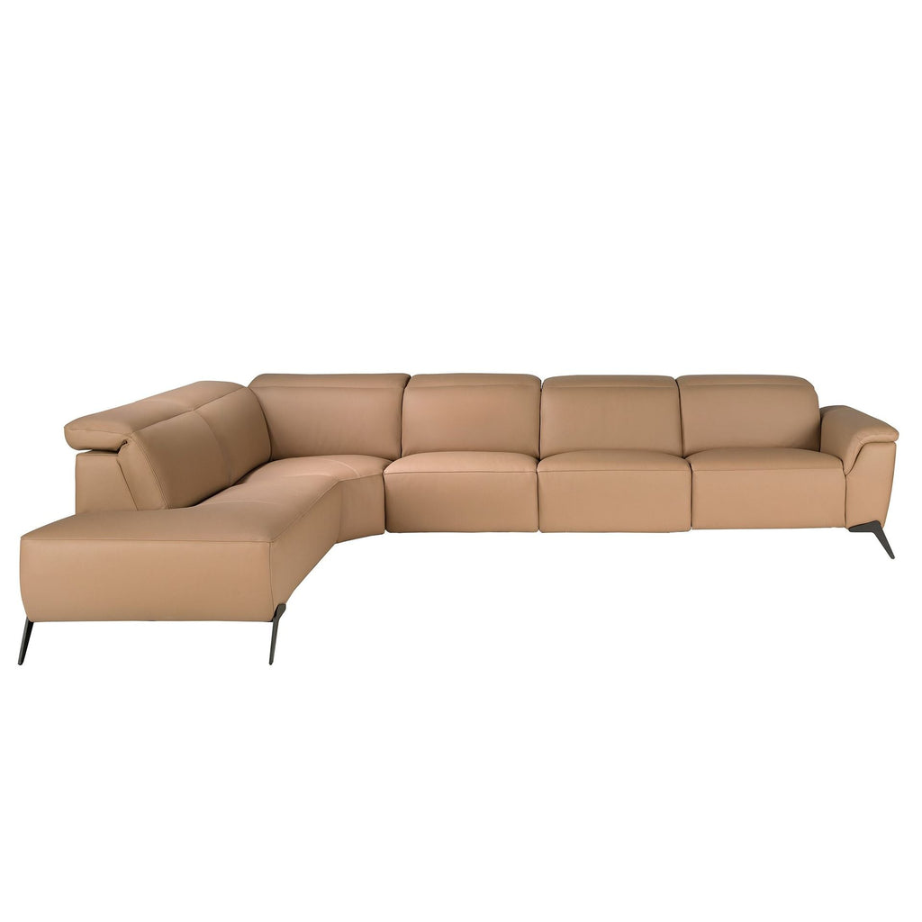 Brown leather modular left-hand chaise longue relax sofa