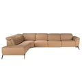 Brown leather modular left-hand chaise longue relax sofa
