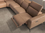 Brown leather modular left-hand chaise longue relax sofa