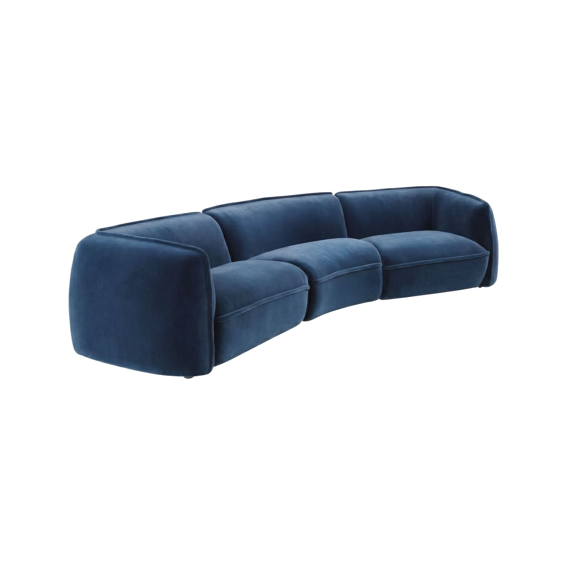 Dark blue velvet 3-seater sofa