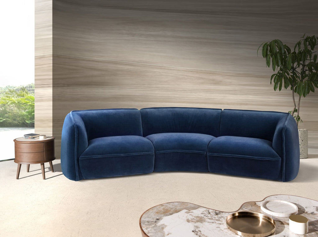 Dark blue velvet 3-seater sofa