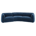 Dark blue velvet 3-seater sofa