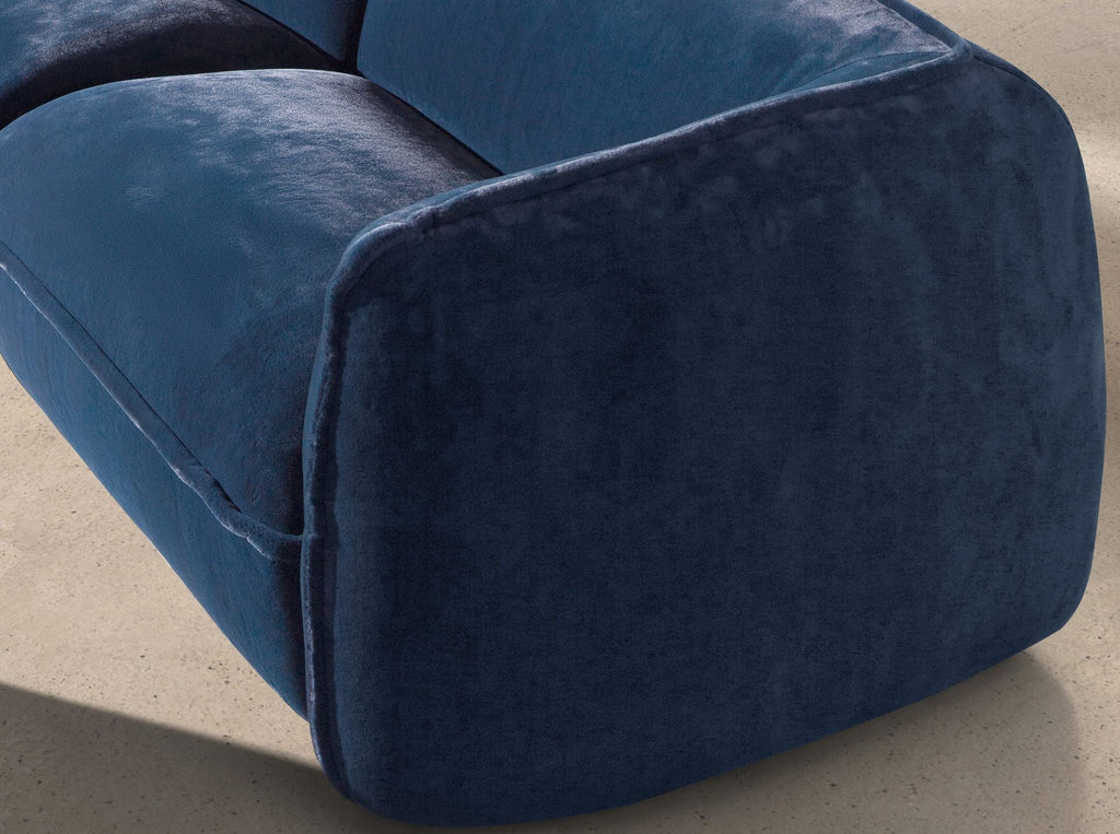 Dark blue velvet 3-seater sofa