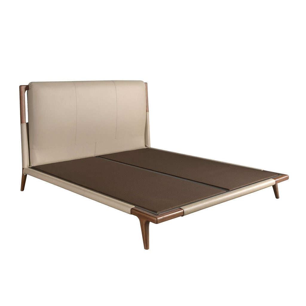 Mink-coloured faux leather bed
