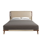 Mink-coloured faux leather bed