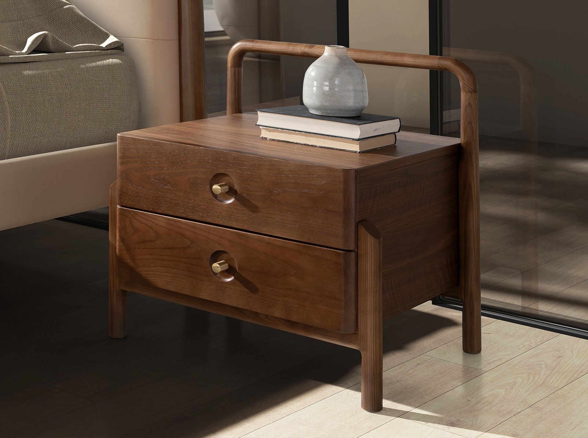 Bedside table walnut