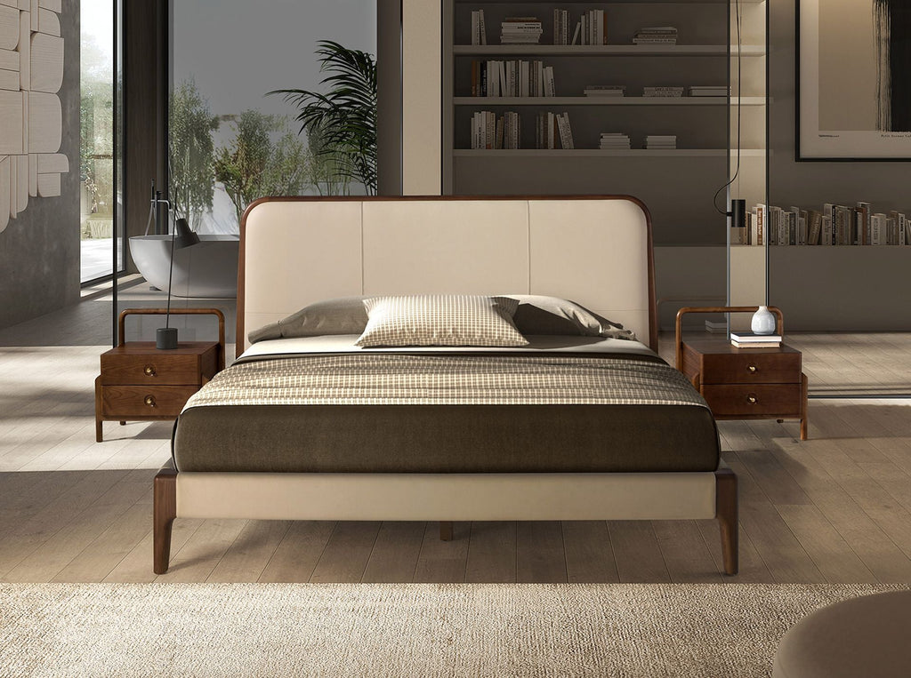 Cream faux leather bed