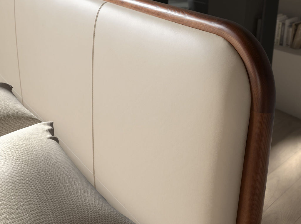 Cream faux leather bed