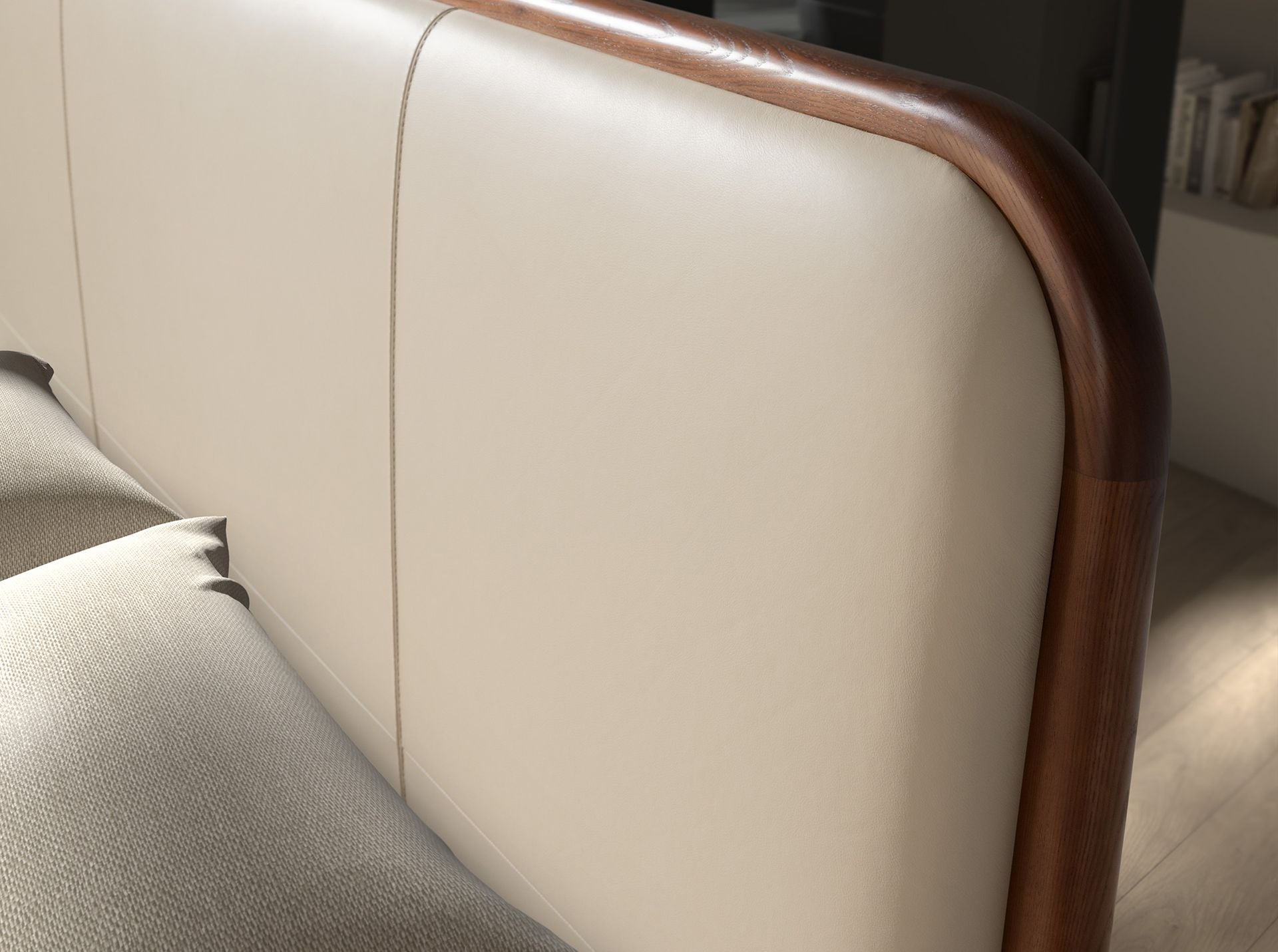 Cream faux leather bed