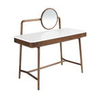 Walnut dressing table with white wooden top and mirror