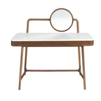 Walnut dressing table with white wooden top and mirror