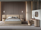 Faux leather mink-colored bed
