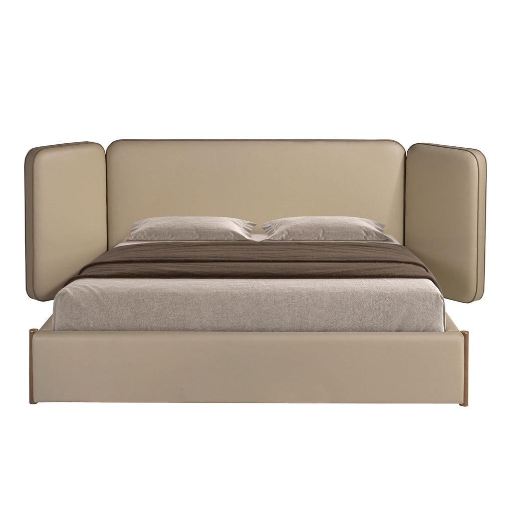 Faux leather mink-colored bed