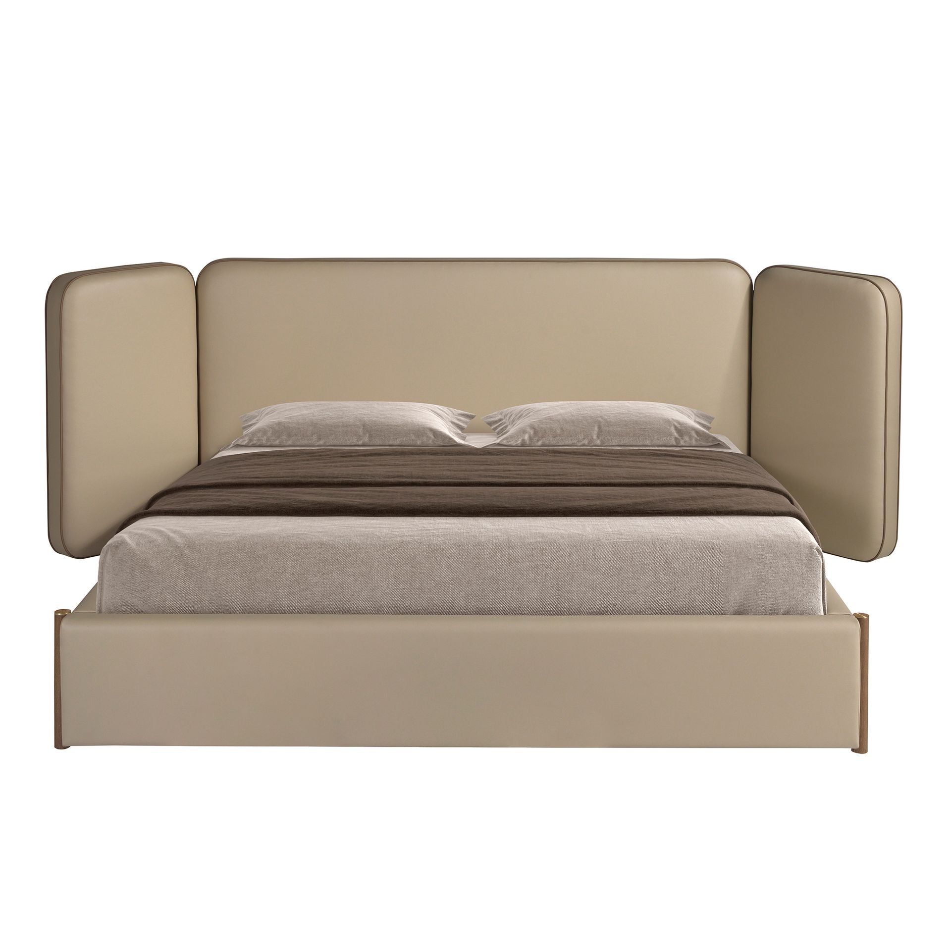 Faux leather mink-colored bed