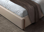 Faux leather mink-colored bed