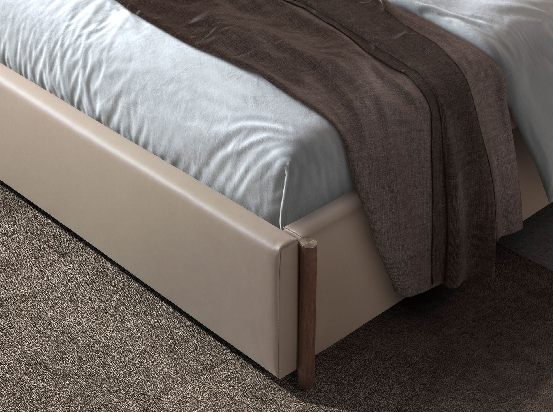Faux leather mink-colored bed