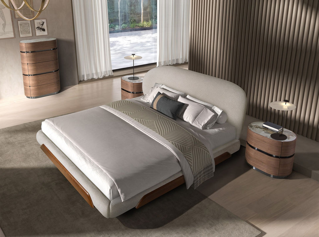 Light grey fabric bed