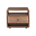 Walnut and black PVC bedside table