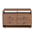 Walnut and black PVC chest of drawers
