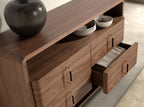 Walnut and black PVC chest of drawers