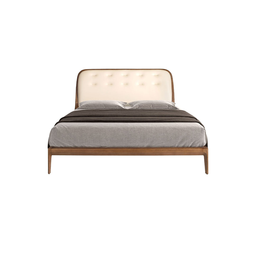 Faux leather bed, sand colored