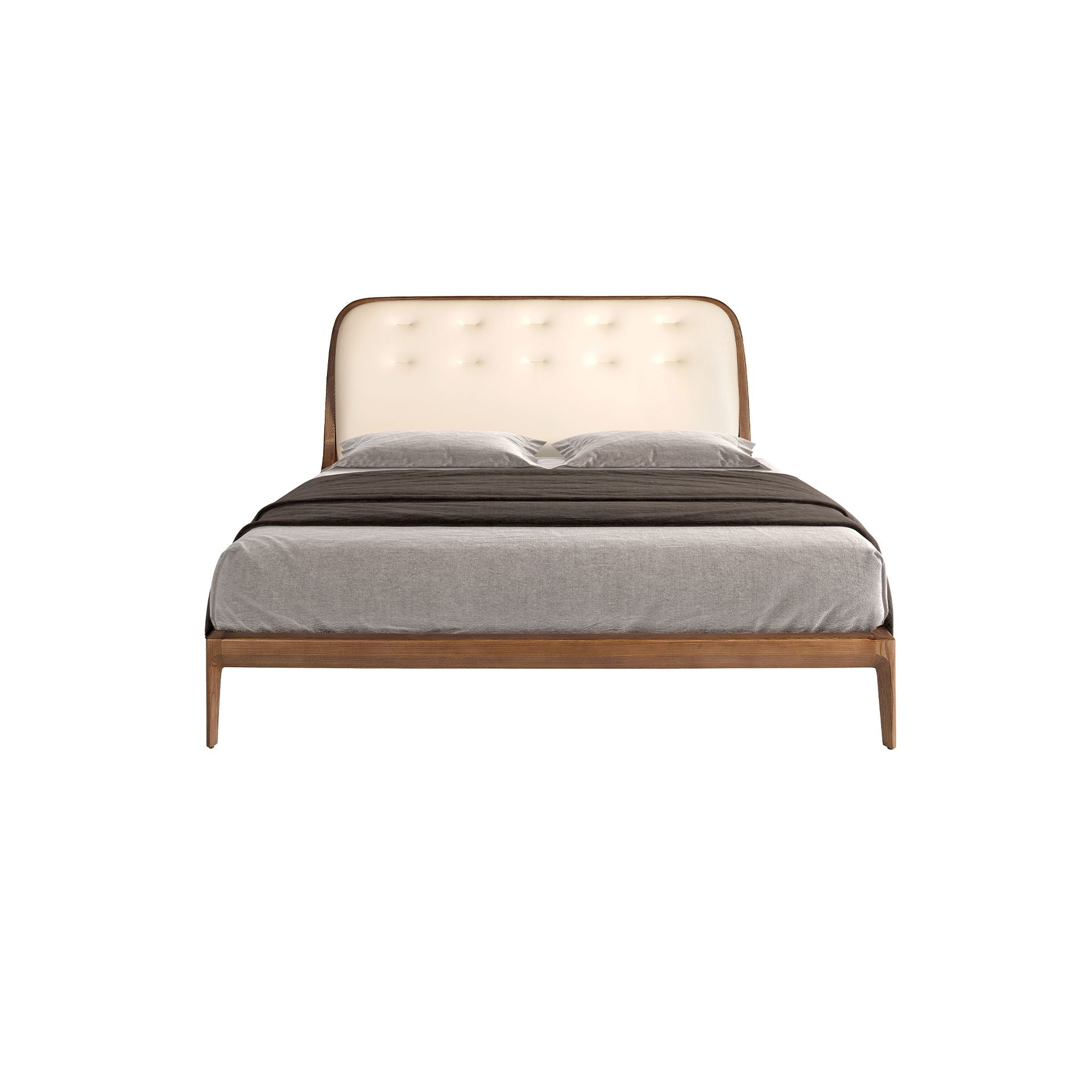Faux leather bed, sand colored