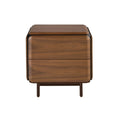 Bedside table in walnut, wenge and metallic brown steel