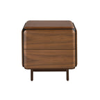 Bedside table in walnut, wenge and metallic brown steel