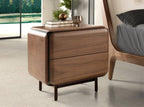 Bedside table in walnut, wenge and metallic brown steel