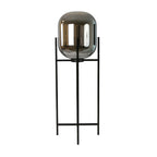 Grey smoked mirror effect glass and black steel floor lamp