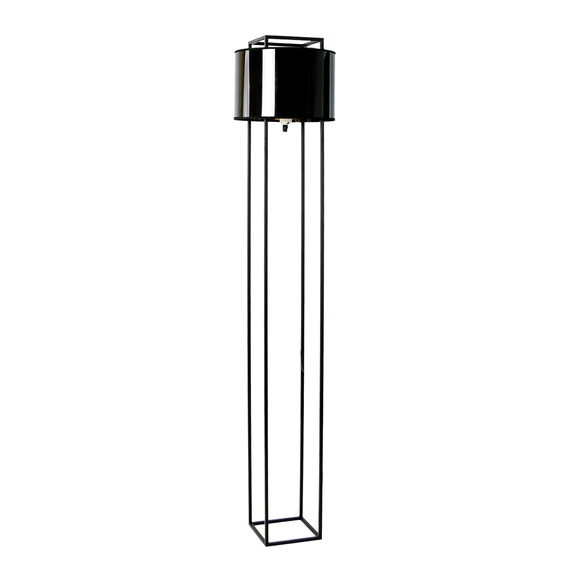 Floor lamp in black and polished gold PVC and black steel
