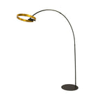 Polished golden steel and black steel floor lamp