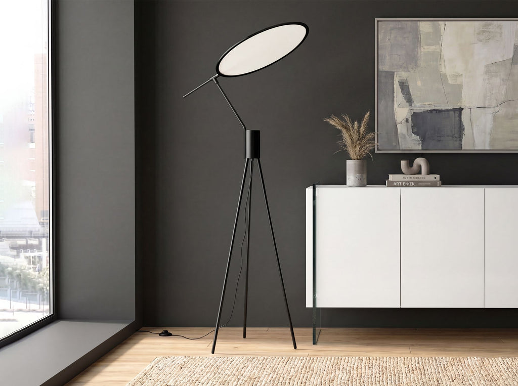 Floor lamp in black steel