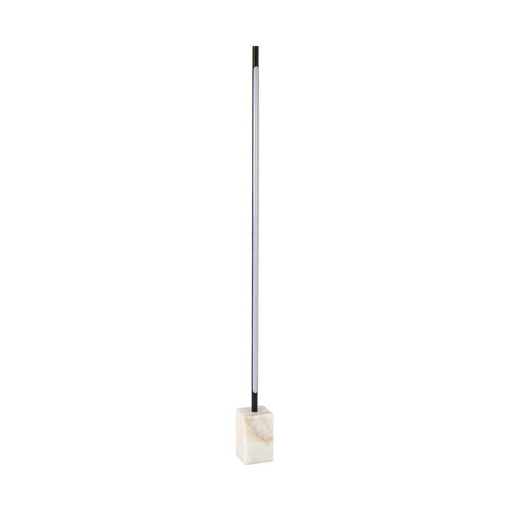 Black steel floor lamp with porcelain marble base