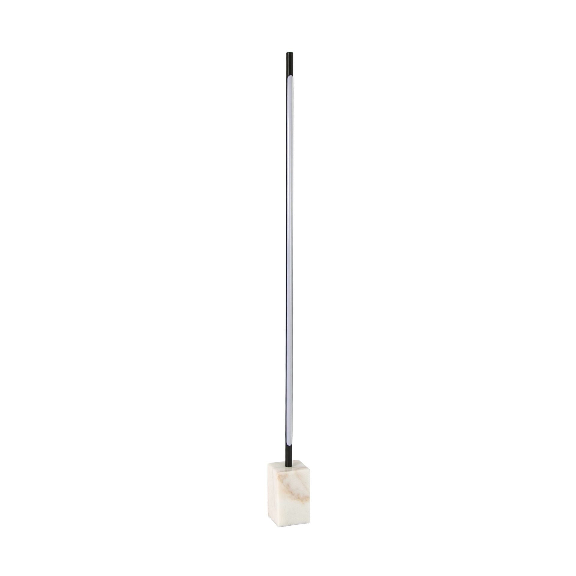 Black steel floor lamp with porcelain marble base