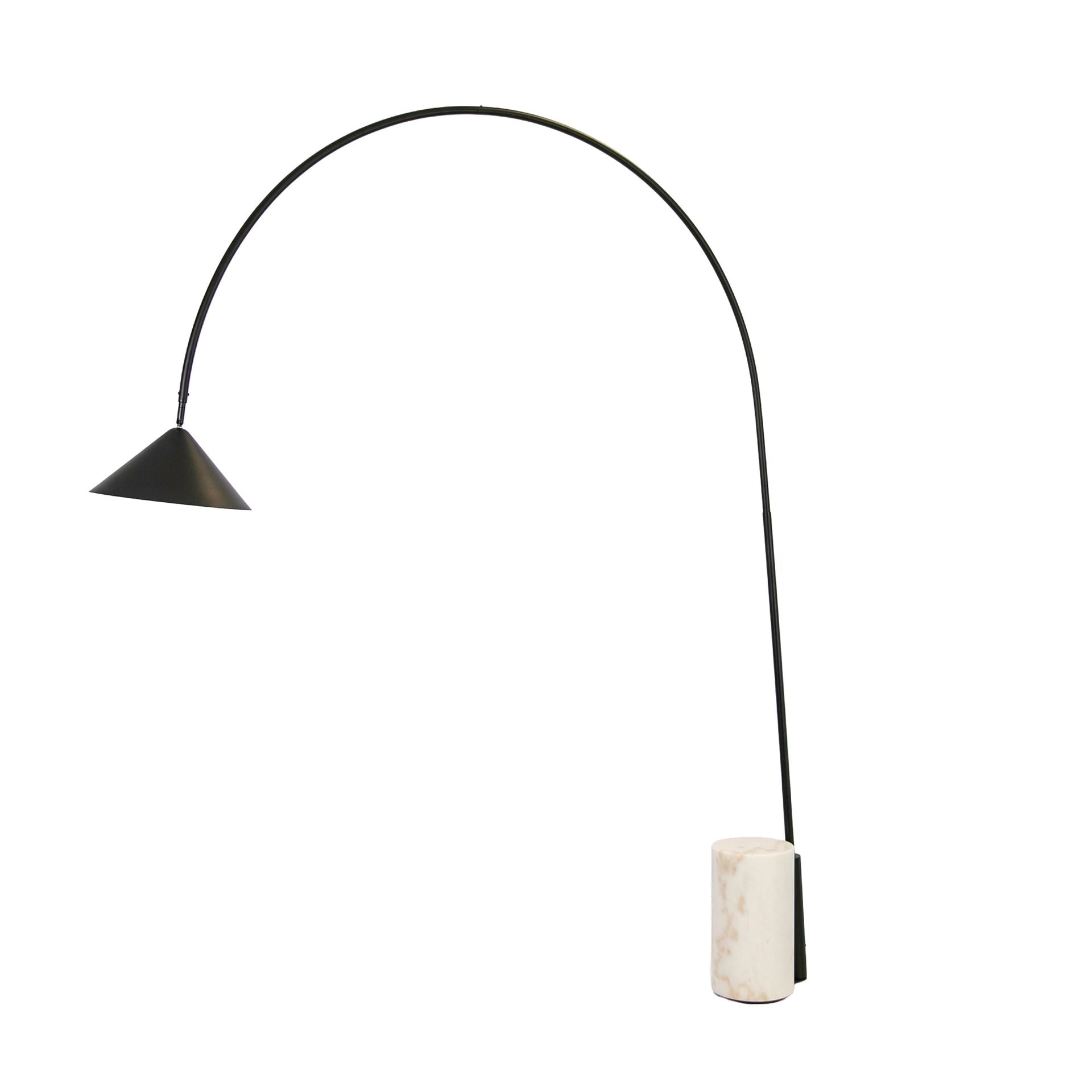 Floor lamp in black steel with porcelain marble base