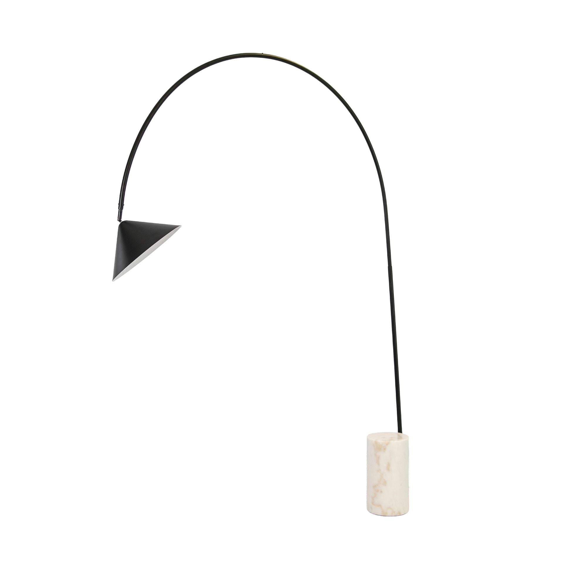 Floor lamp in black steel with porcelain marble base